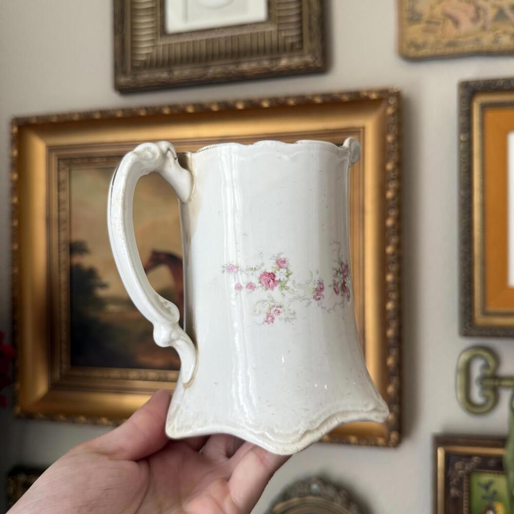 Vintage Hand-Painted Floral Pitcher - Picture 2 of 9